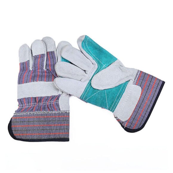 Cowhide leather Double Palm OS Gloves 1Pair for farming Outdoor Industrial work - Picture 9 of 10